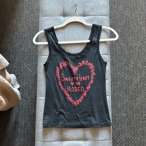 Midnight Rider Black Top with Red Floral Heart